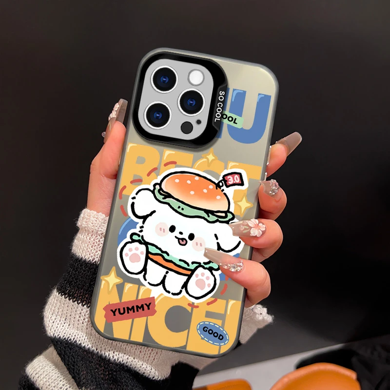 汉堡狗狗-IMD彩银-黑-时尚卡通个性防撞防帅防磨手机壳