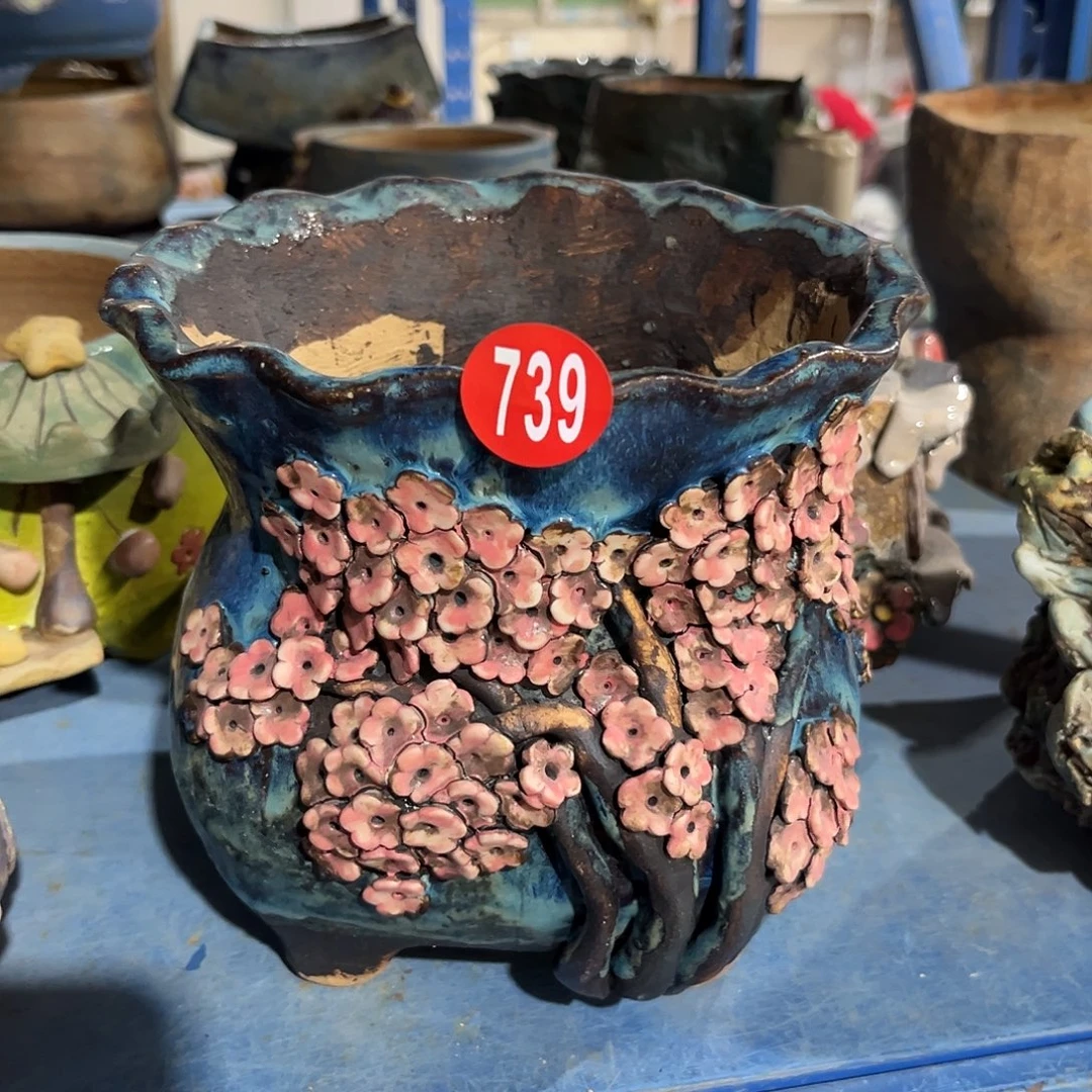 739 号手工花盆陶然花器