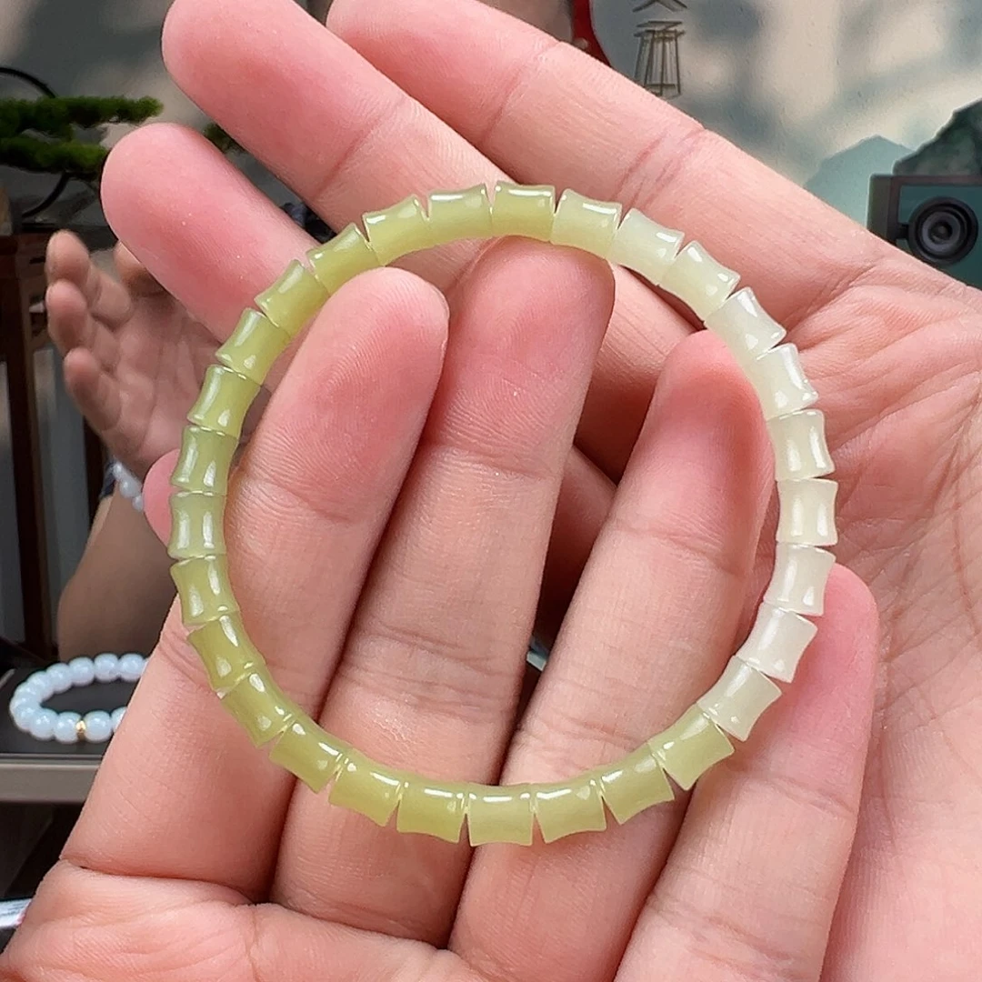 和田玉未镶嵌手链卡6mm黄口