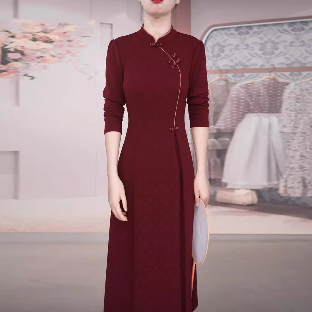 新中式国风改良旗袍连衣裙十月一轻奢高级感喜婆婆婚宴装妈妈礼服