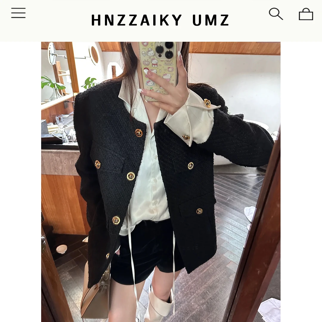 UMZ 韩版小香风外套女休闲拼接袖撞色上衣U25S300107