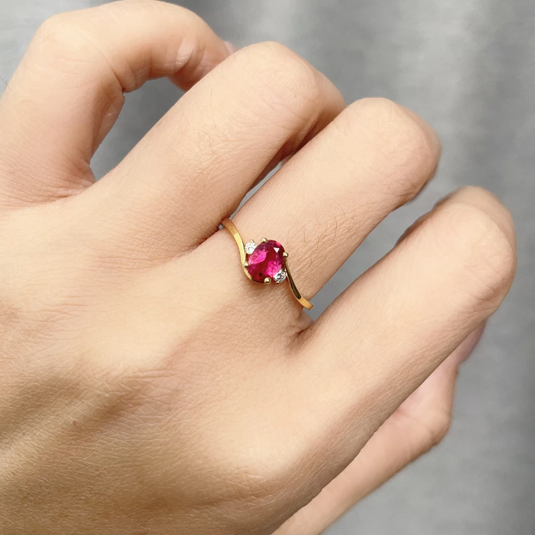 18K金撤柜碧玺戒指