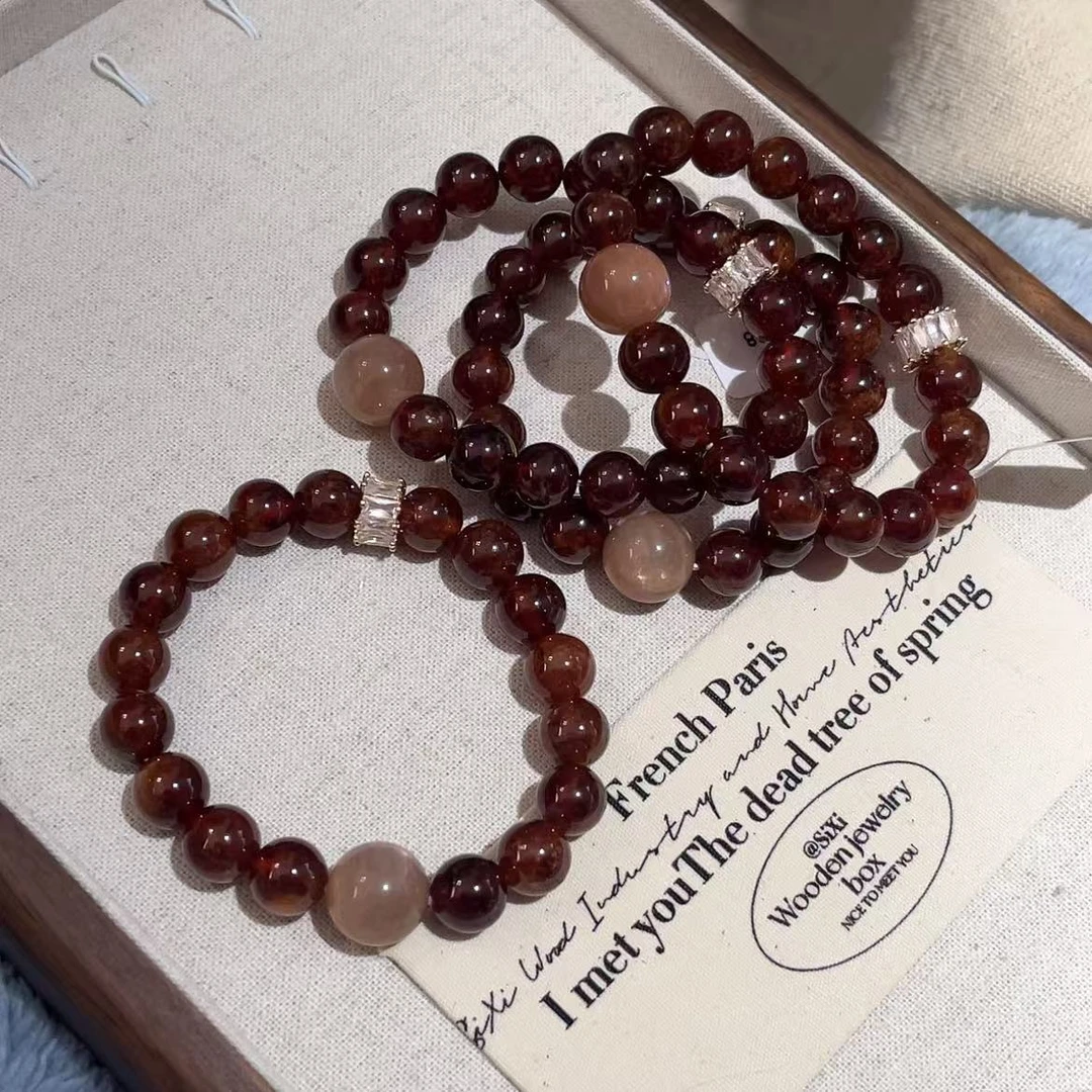 石榴石 新中式红色手串气质10-11mm默认微瑕介意慎拍