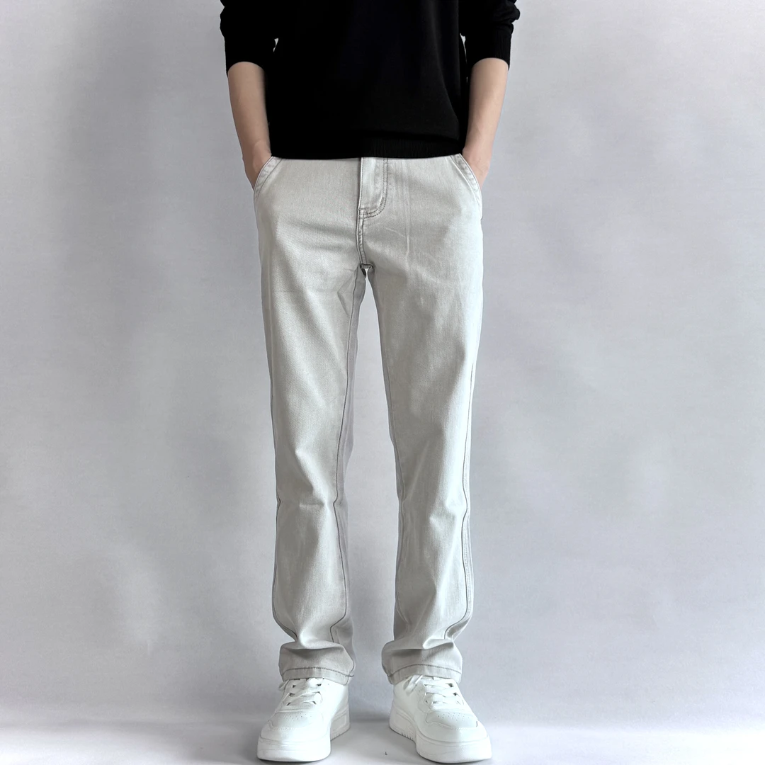 【修身直筒】弹力斜口袋微宽松显瘦牛仔裤子秋季男款简约百搭纯色