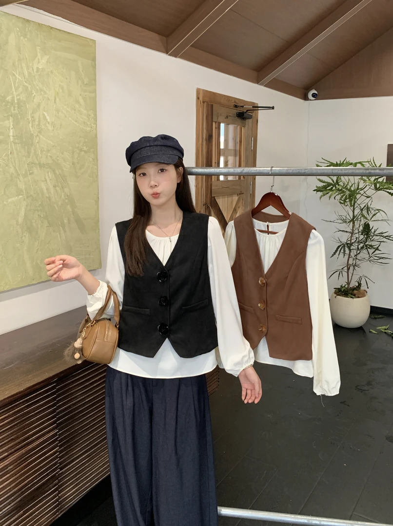 长2025秋季大码甜美设计感衬衫立体花朵马甲背心套装80313+80331