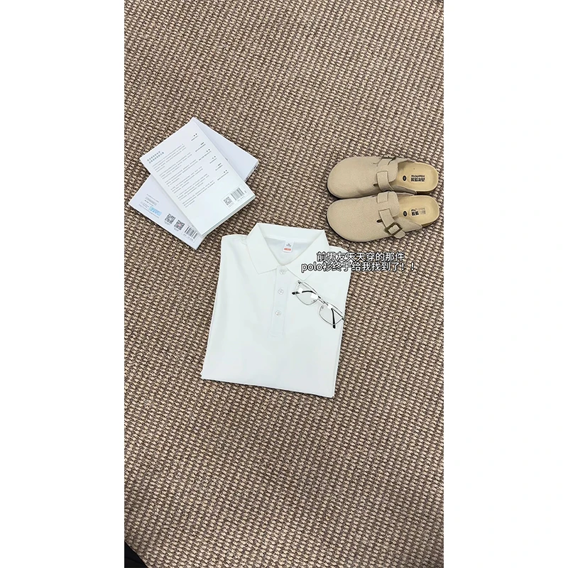 长袖polo衫男士高级感美式纯色打底衫t恤宽松情侣衬衣领翻领卫衣