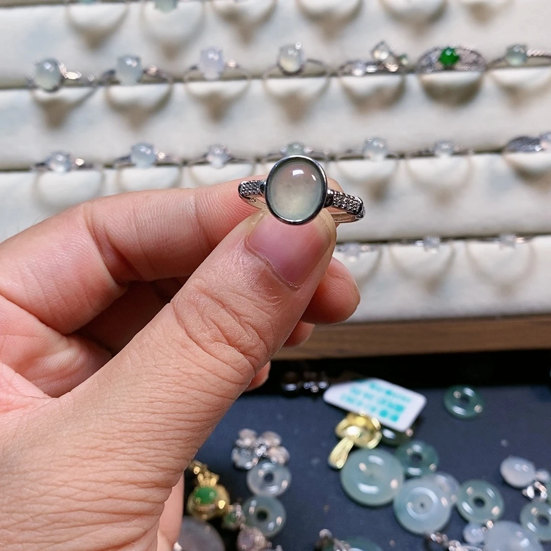 翡翠银S925镶嵌戒指