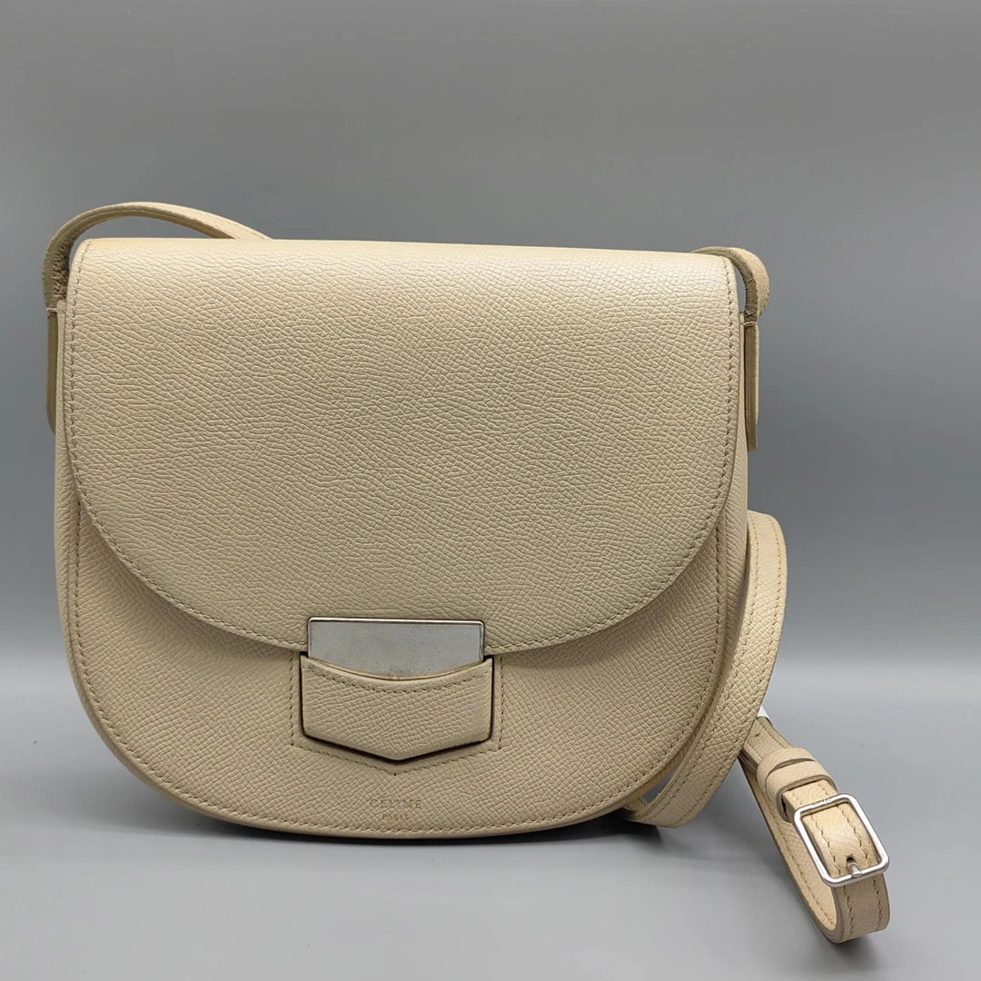 95新 Celine/思琳  米白色马鞍包 1659 3372