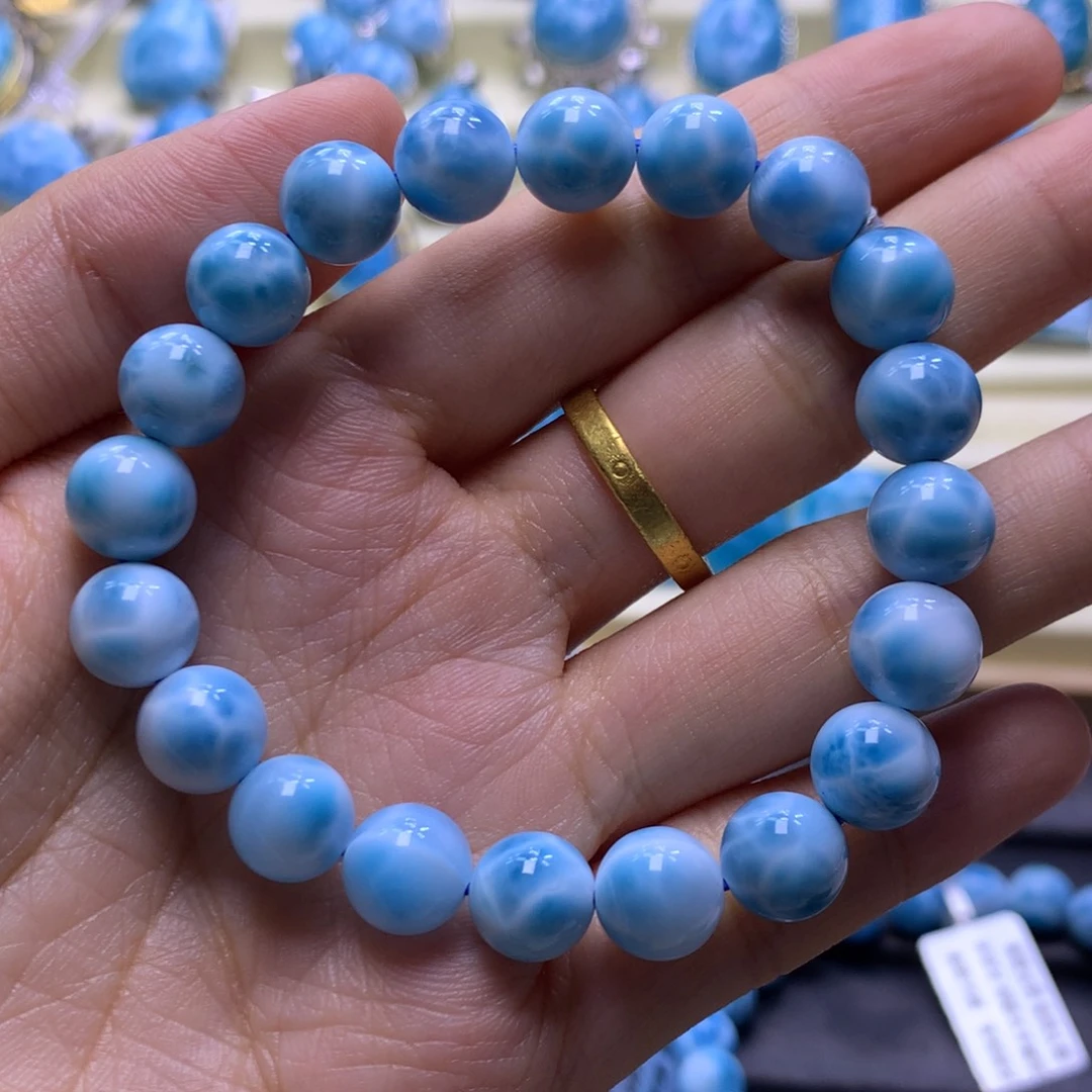 针钠钙石（海纹石）未镶嵌手串9+手串色差略异
