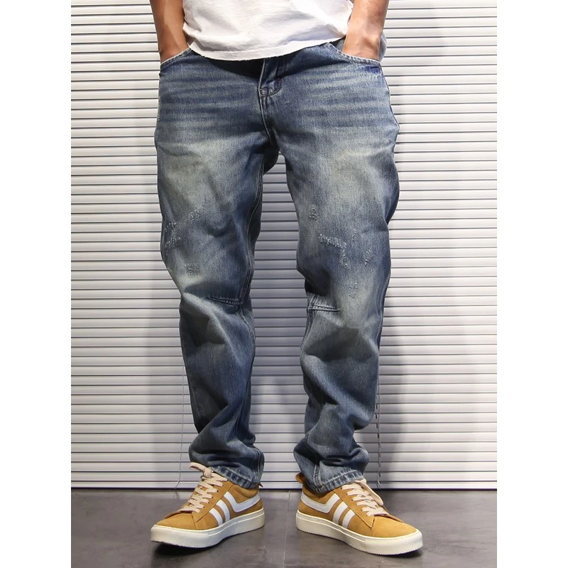 DeweLvum匠心制作！一眼就爱上!潮牌简约宽松透气直筒休闲牛仔裤男