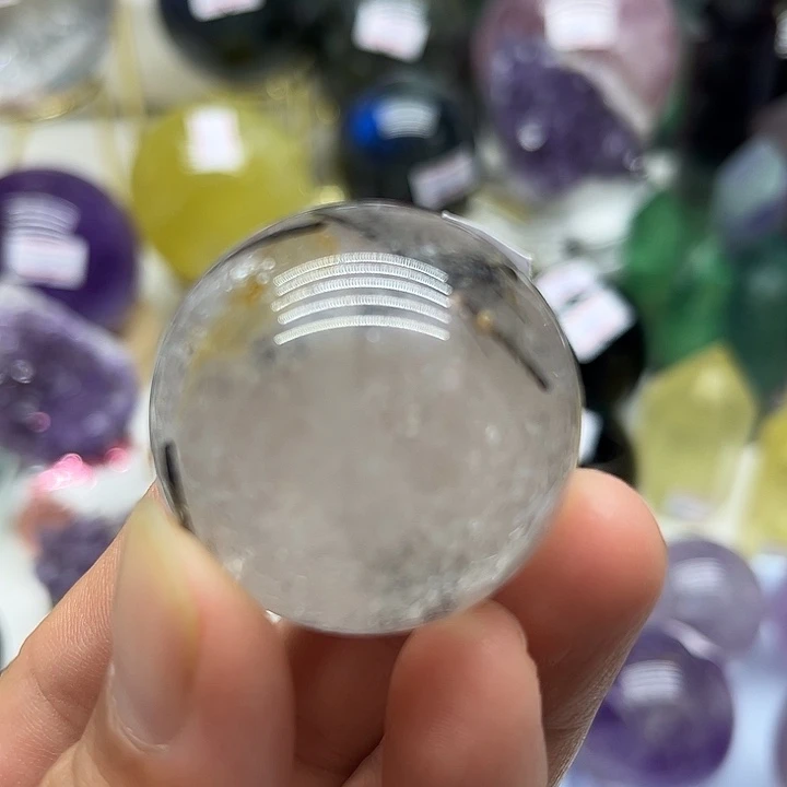 水晶珠宝半成品未镶嵌55克黑发晶球