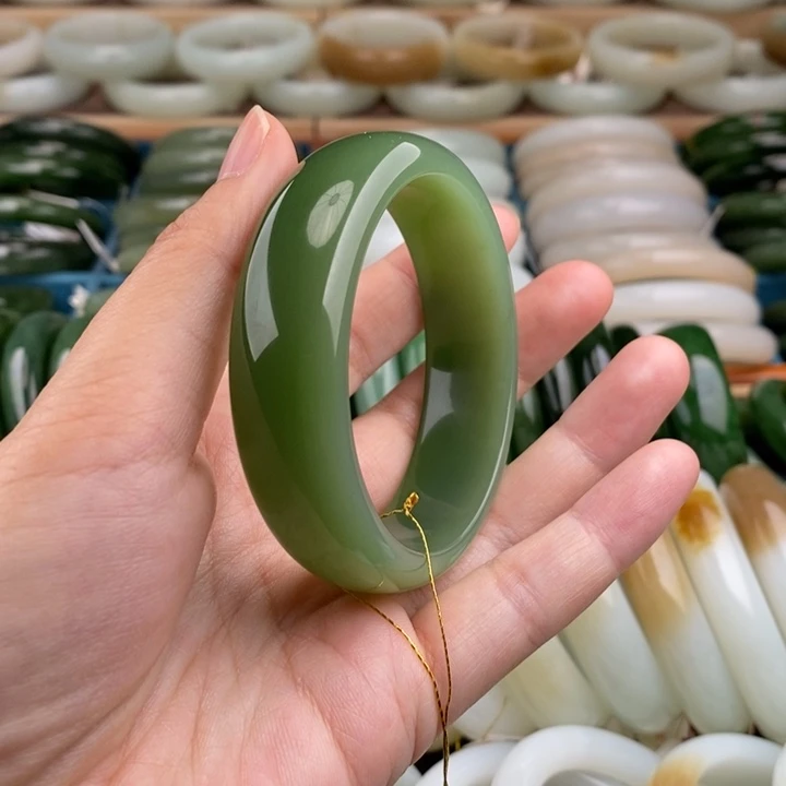 和田玉手镯未镶嵌和田玉碧玉正装手镯