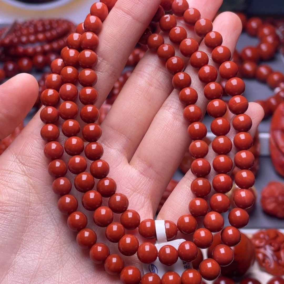 南红玛瑙其他未镶嵌6➕精品瓦西柿子红满肉佛珠