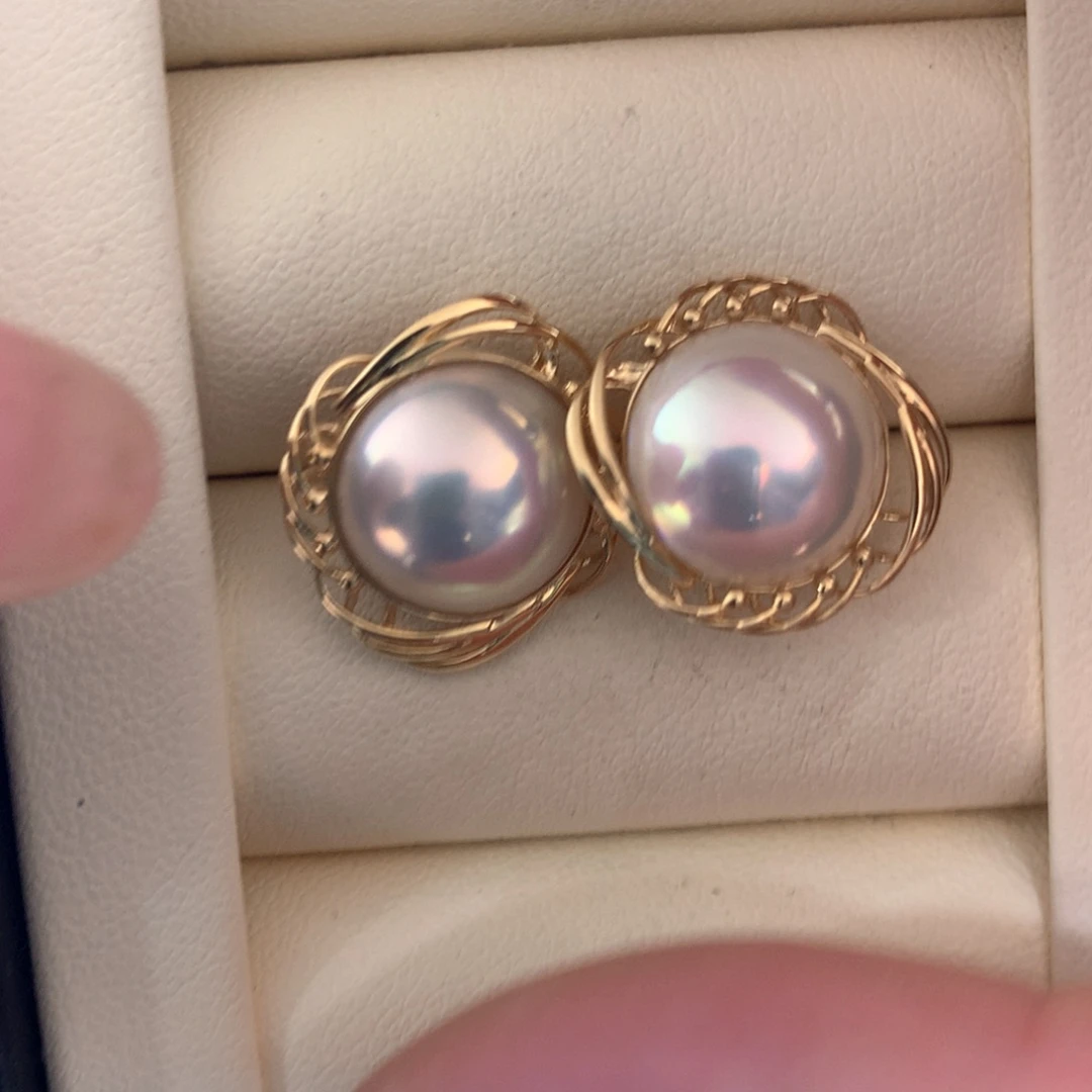 耳饰18K金镶嵌拼合珍珠（马贝珠）