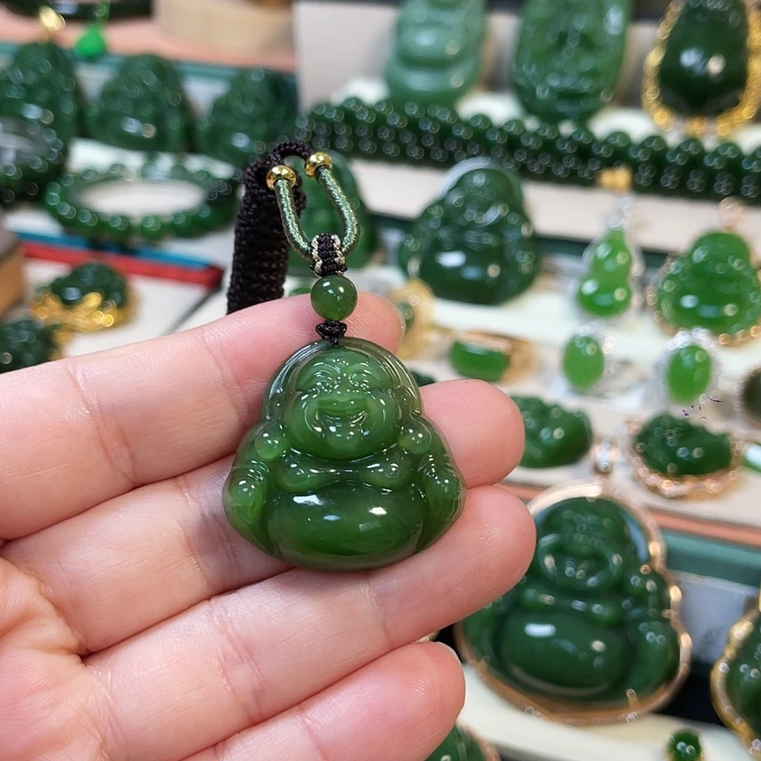 和田玉（碧玉）未镶嵌颈饰阳绿佛公30