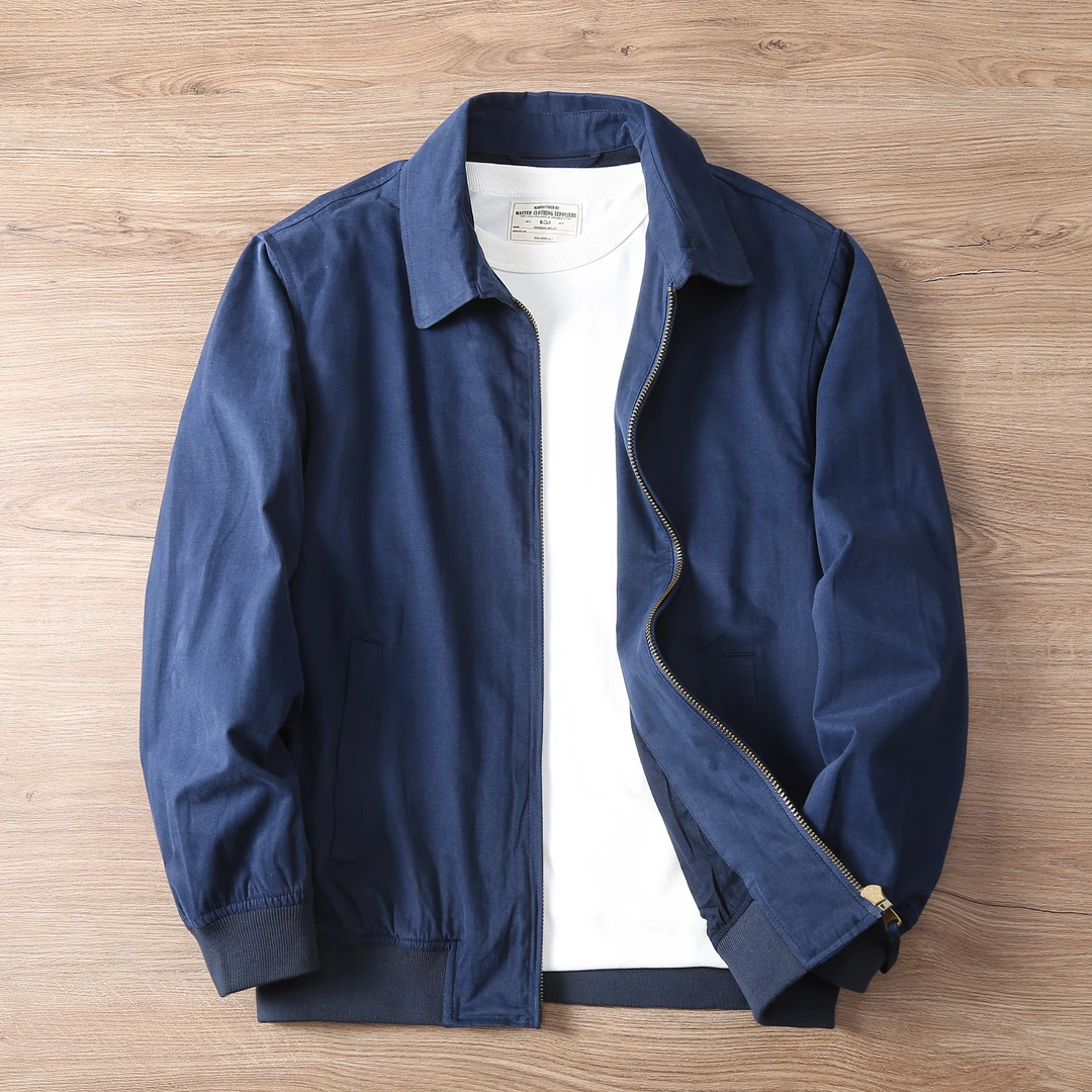 美式复古棒球服秋冬款纯棉水洗做旧翻领夹克外套男士休闲宽松上衣