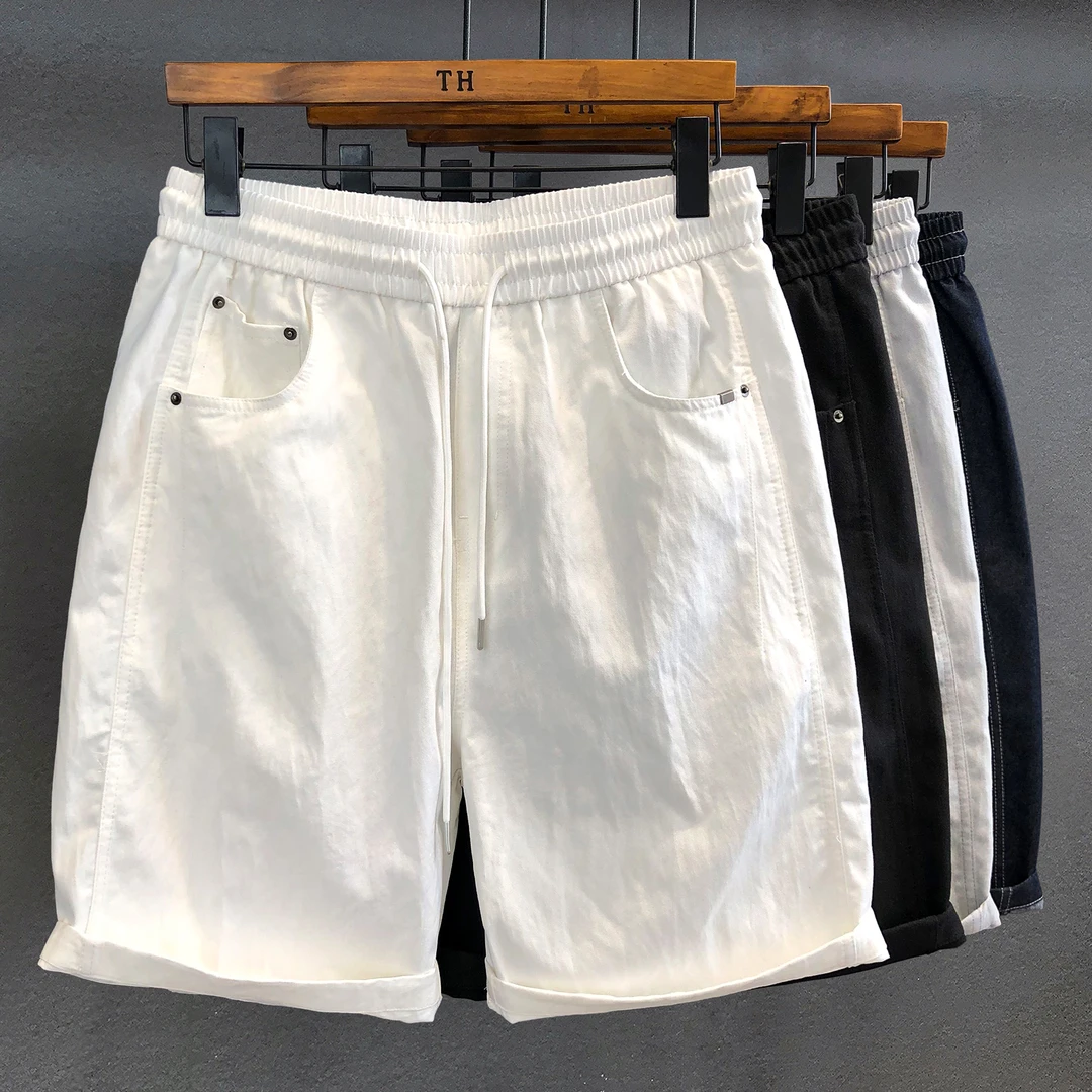 顿奇摩费涅柔质亲肤冰感棉极简薄款休闲短裤男士新款微宽五分裤子