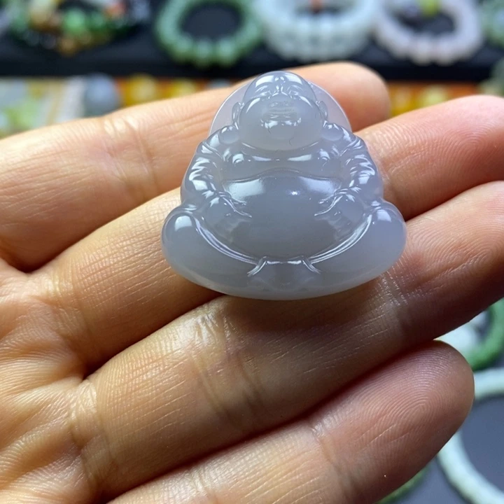 和田玉未镶嵌珠宝半成品烟紫佛公