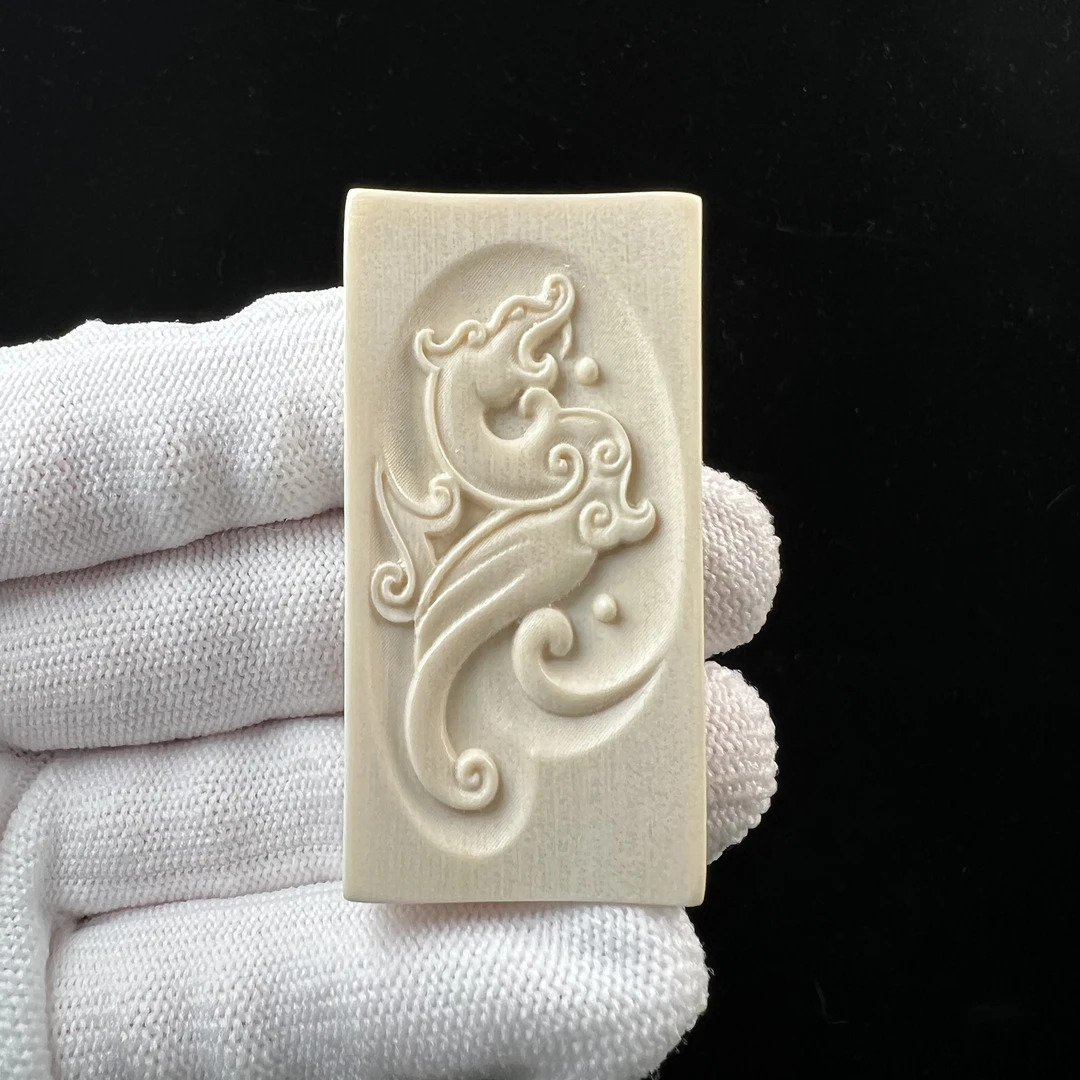 X6530天然猛犸牙 雕刻牌 26.7*52*5mm支持鉴定 假一罚四