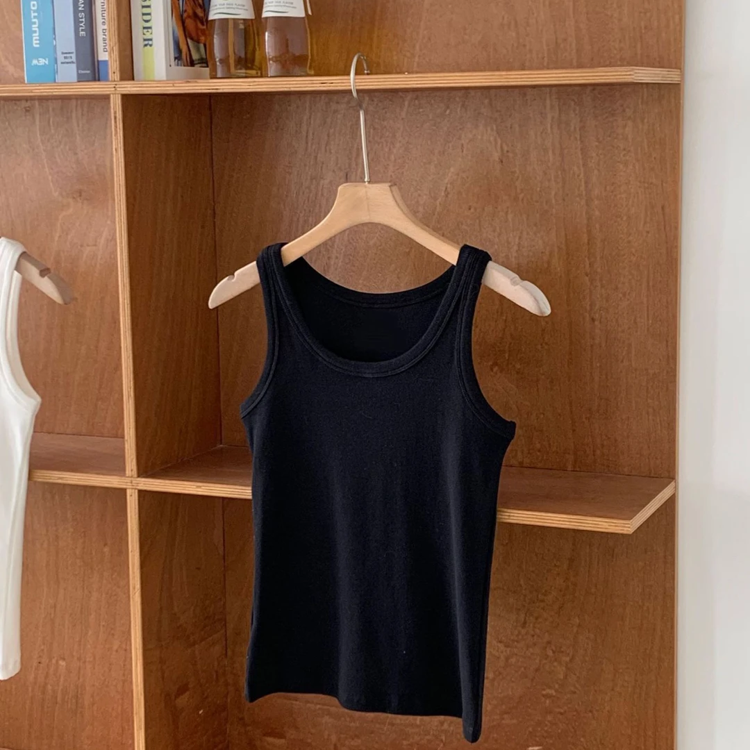 O**ce背心黑色宽边显瘦女装可叠穿