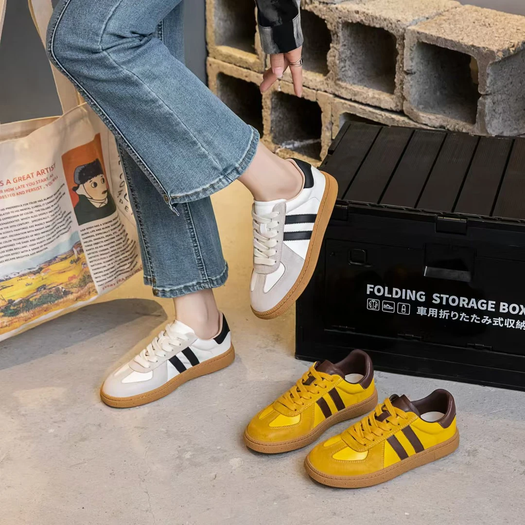 牛皮/平底/新款欧货休闲时尚系带平底浅口板鞋德训鞋潮YG51161 Y