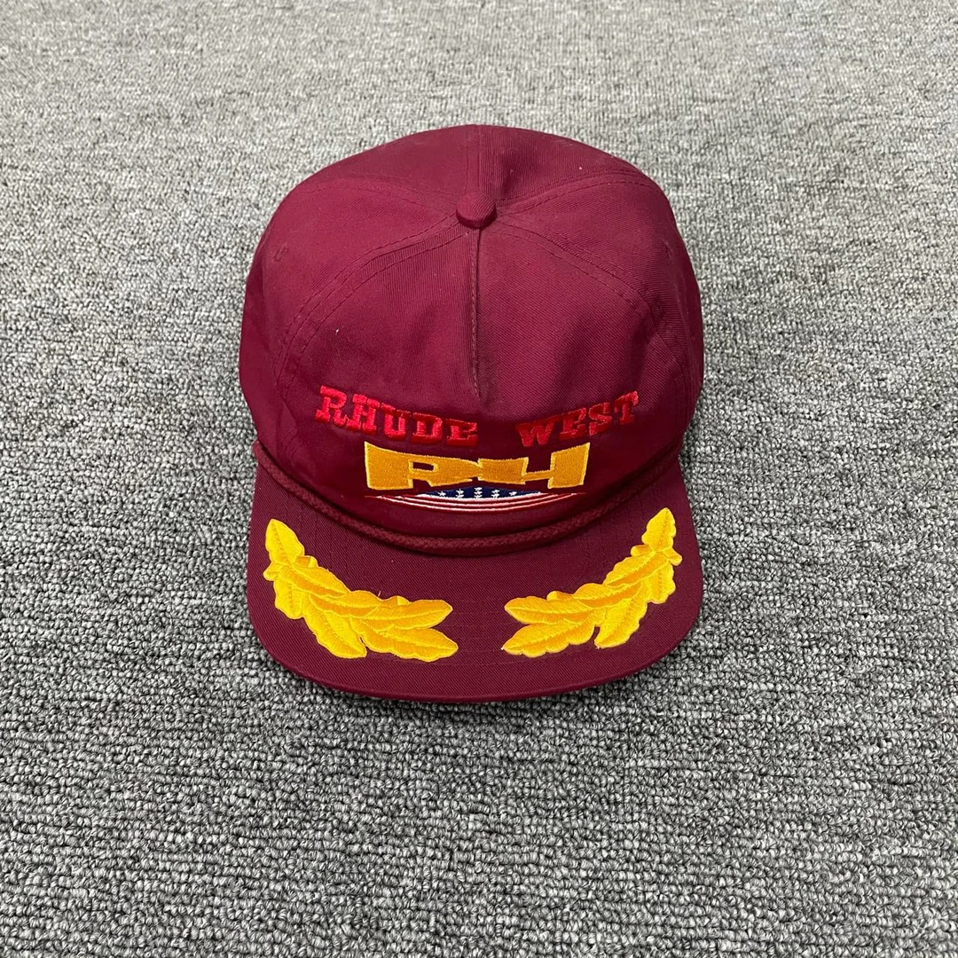 未使用 maje jp926 rhude 红色金线刺绣棒球帽