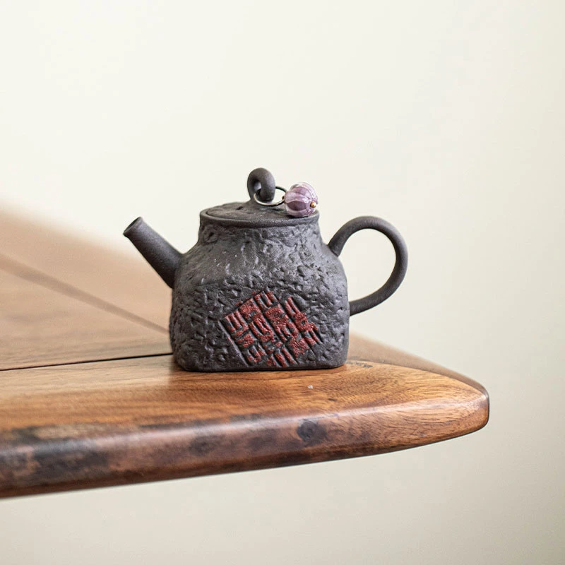 物瓷坊   老岩泥黑色寿山壶滴溜款式单壶冲茶器家用陶瓷壶