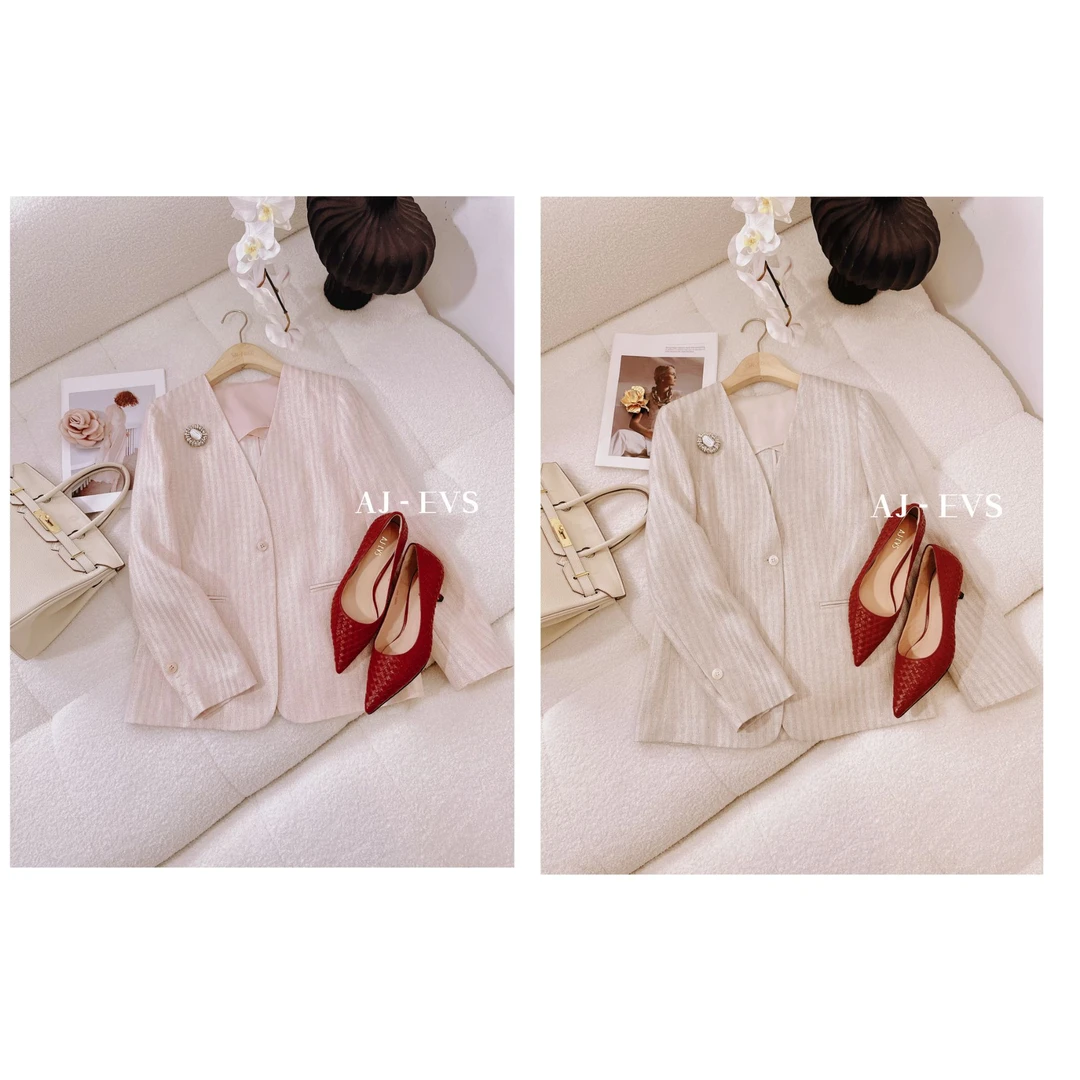 AJ-EVS【老钱风艺术·意大利进口银丝亚麻气质老钱风外套】