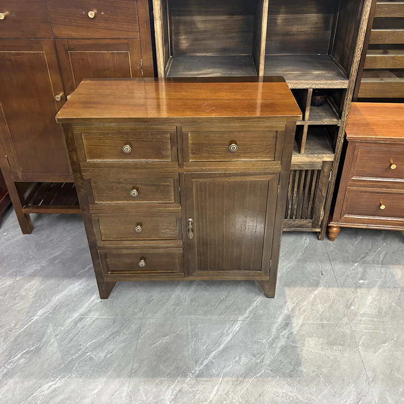 70*35*75cm黑胡桃色带门餐边柜客厅家用收纳柜免安装