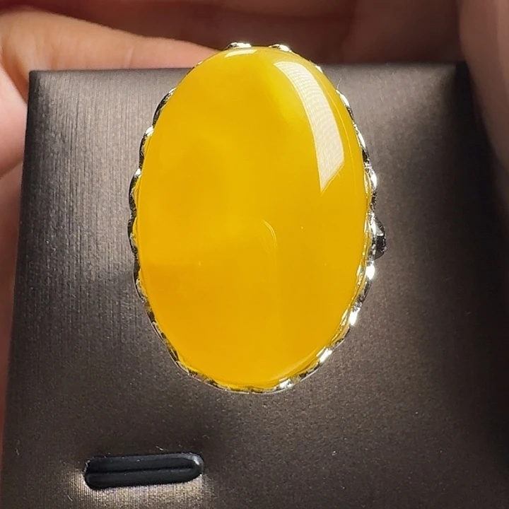 蜜蜡银S925镶嵌戒指戒指