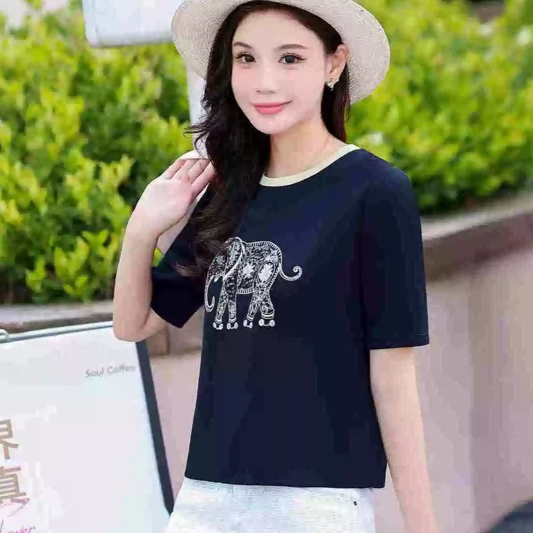 DH52S17回味依衣时尚显瘦气质百搭2025夏季新款短袖