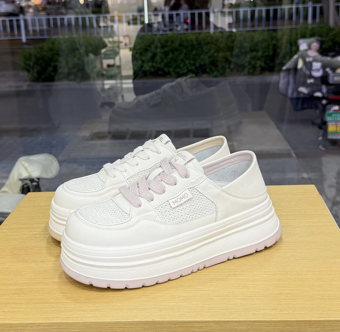 2025夏季透网超轻发泡厚底增高小白鞋2013