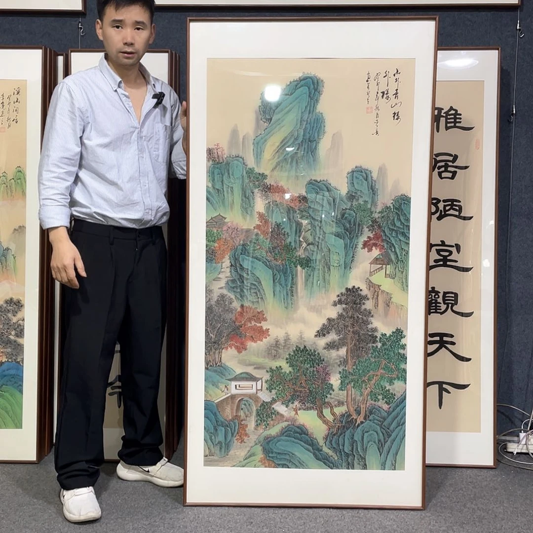 国画手绘画作品带框