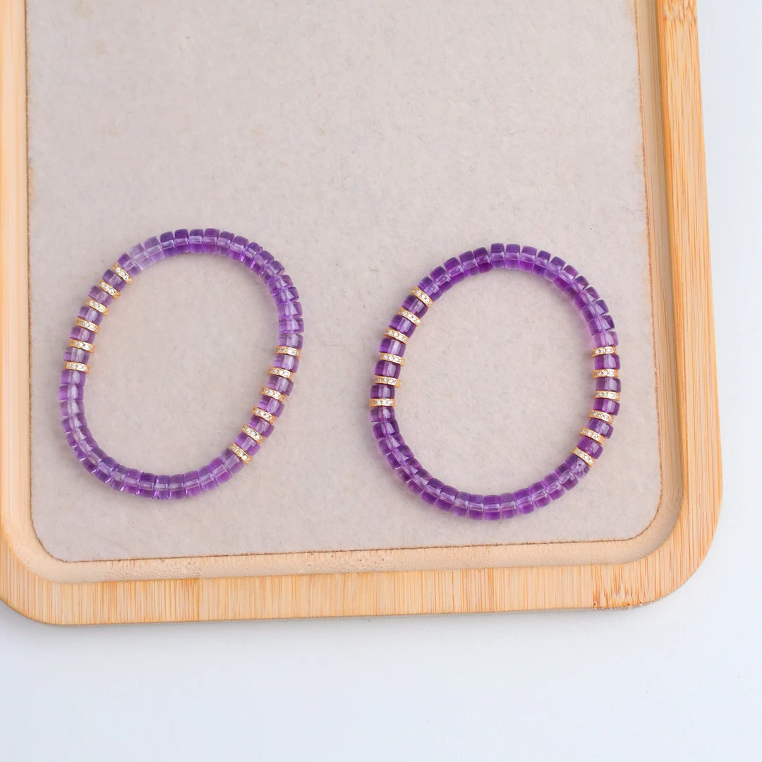 【琪琪珠宝】简约时尚紫水晶直切手串——多样性发货发其一