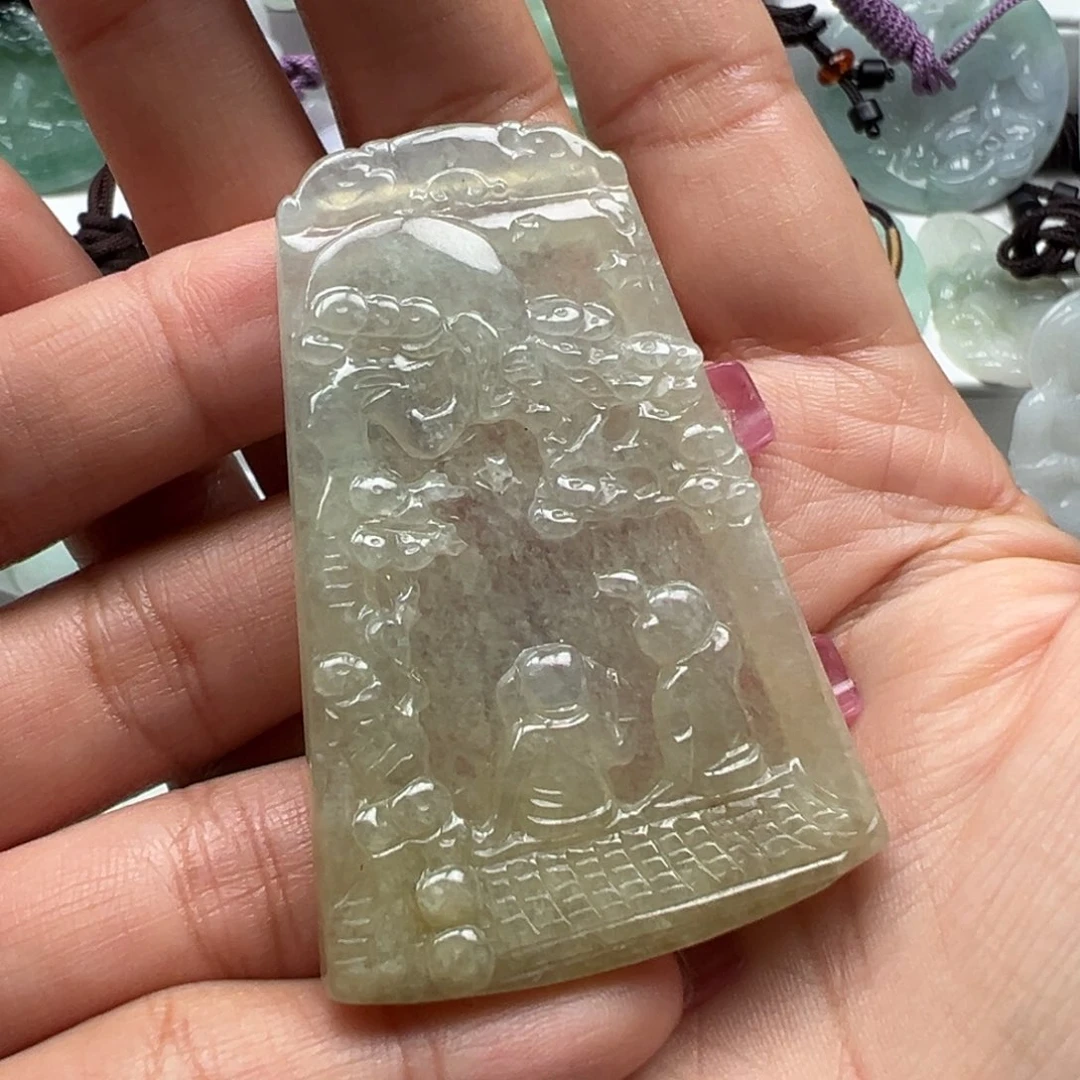 翡翠颈饰未镶嵌花好月圆