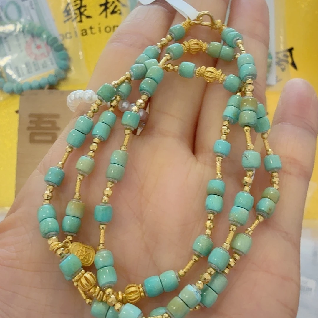 绿松石18K金镶嵌珠宝奇石