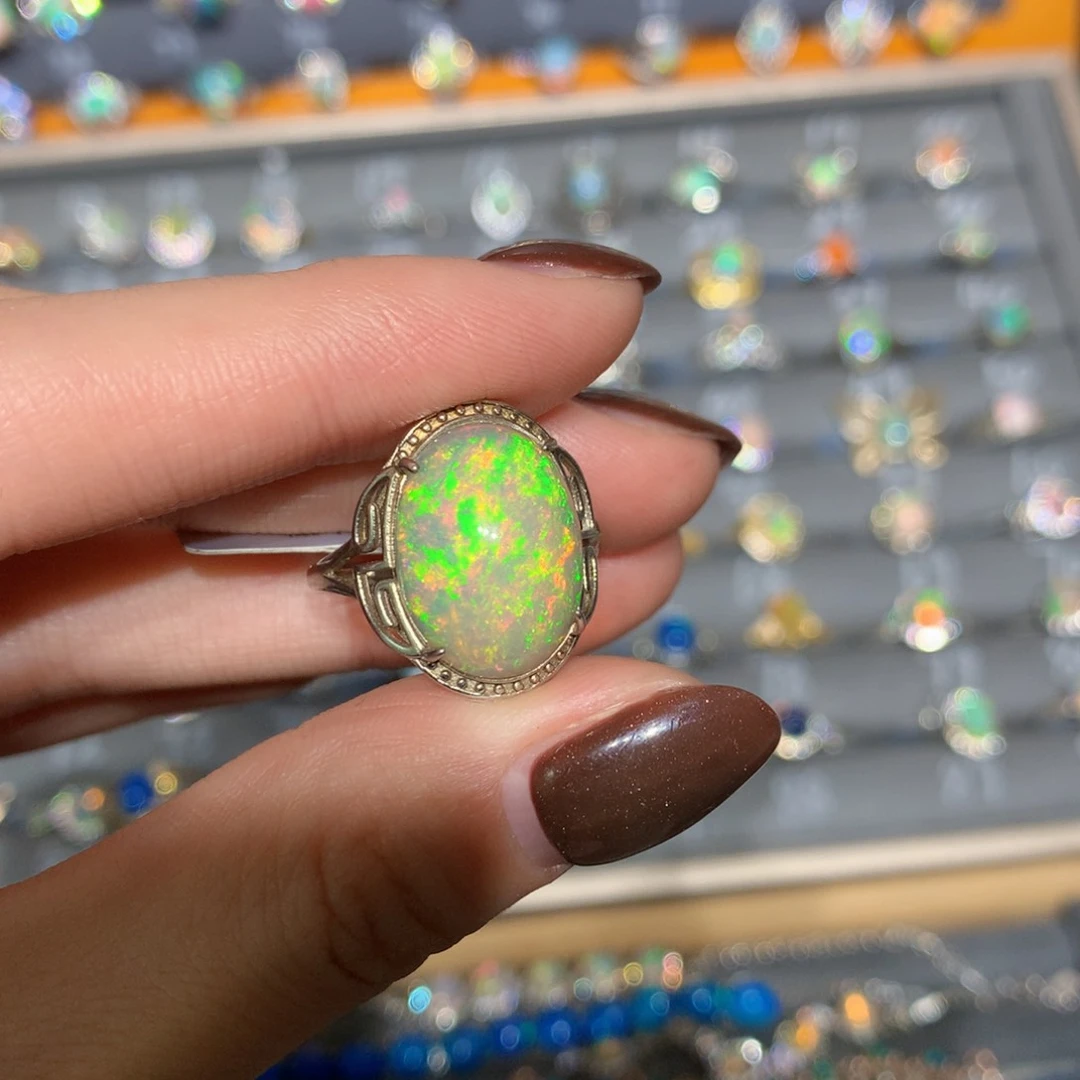 银S925镶嵌欧泊戒指t