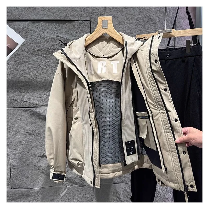 重磅重工！国标85绒！石墨烯锁热！可脱卸连帽男士工装羽绒服3095