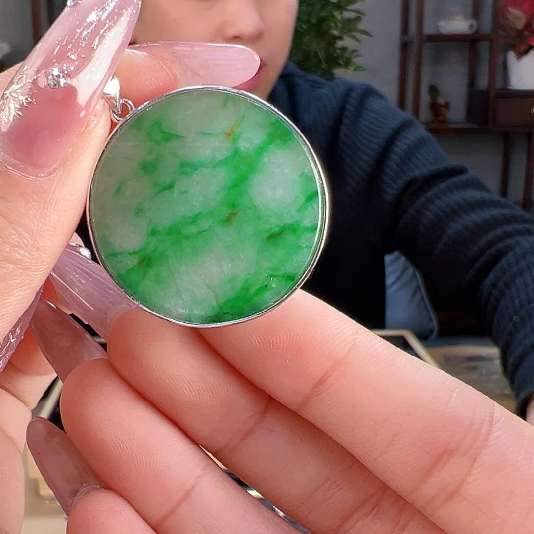 翡翠吊坠(不含链)银S925镶嵌吊坠10