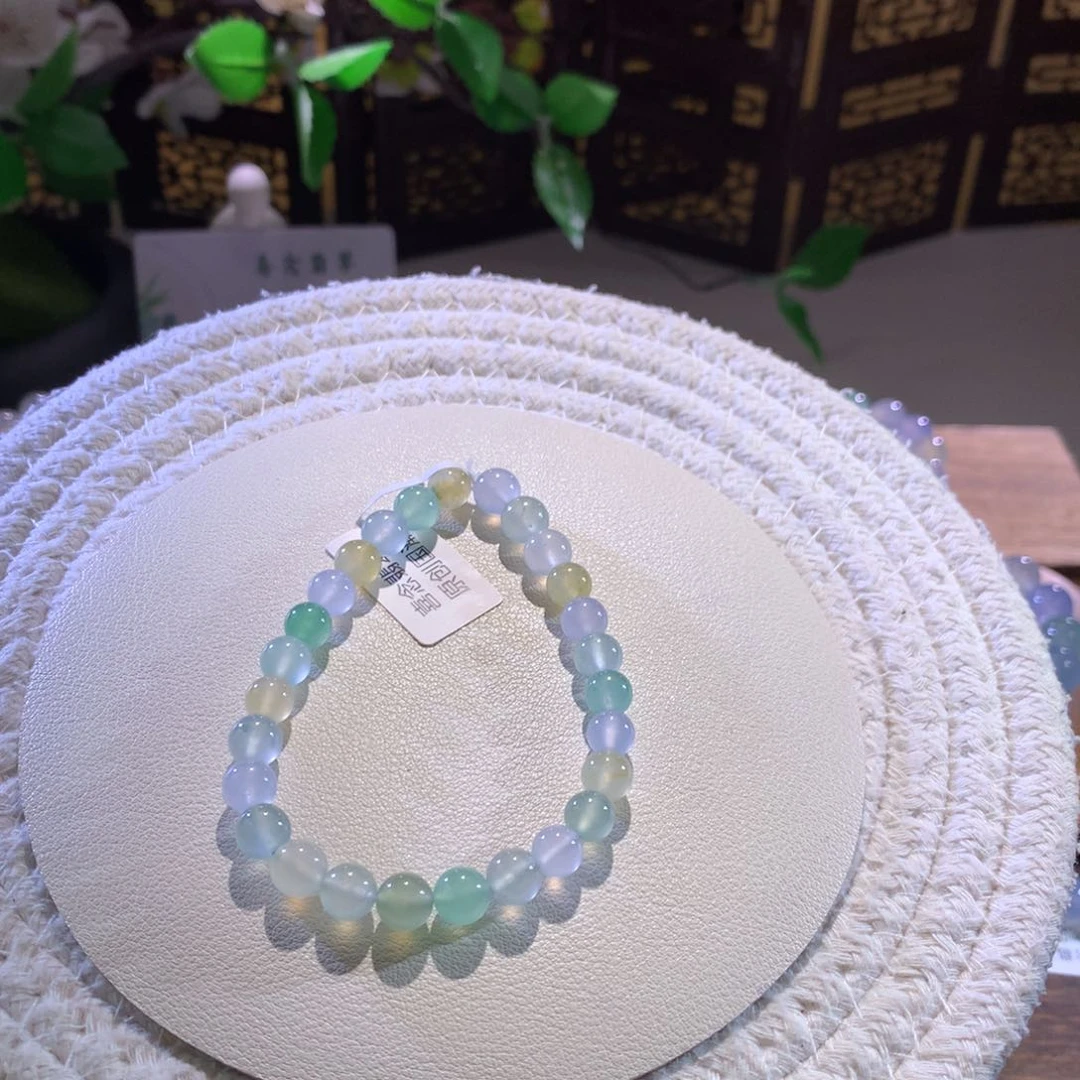 散珠翡翠天然缅a卡6-7mm冰糖多宝串