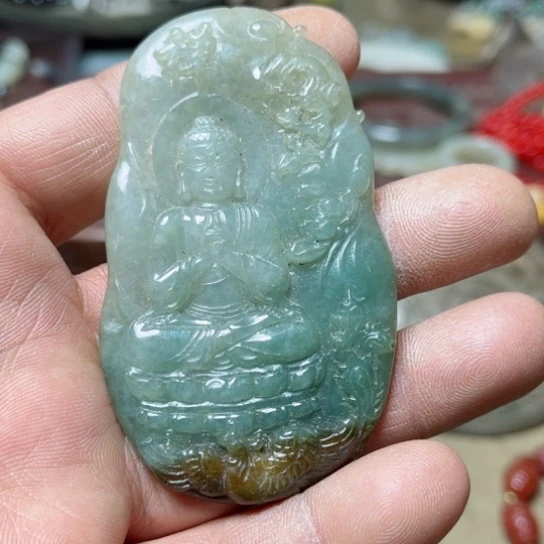 翡翠颈饰未镶嵌旗**生吊坠天然翡翠吊坠