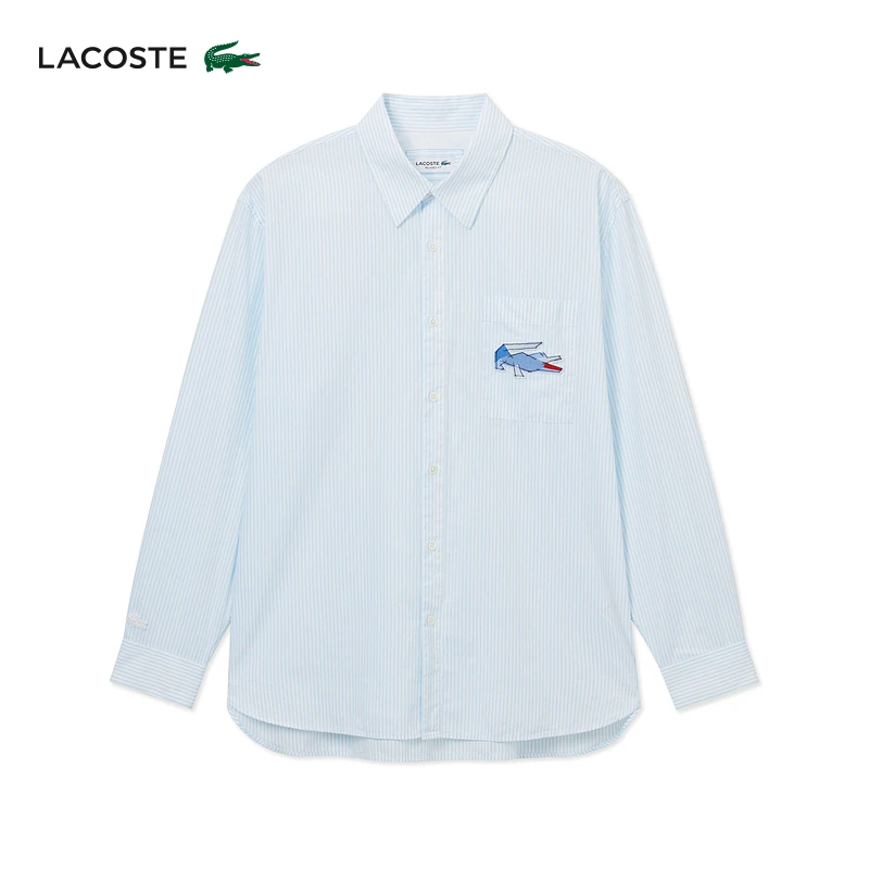 LACOSTE法国鳄鱼男装流条纹百搭简约纯棉长袖衬衫|CH7206