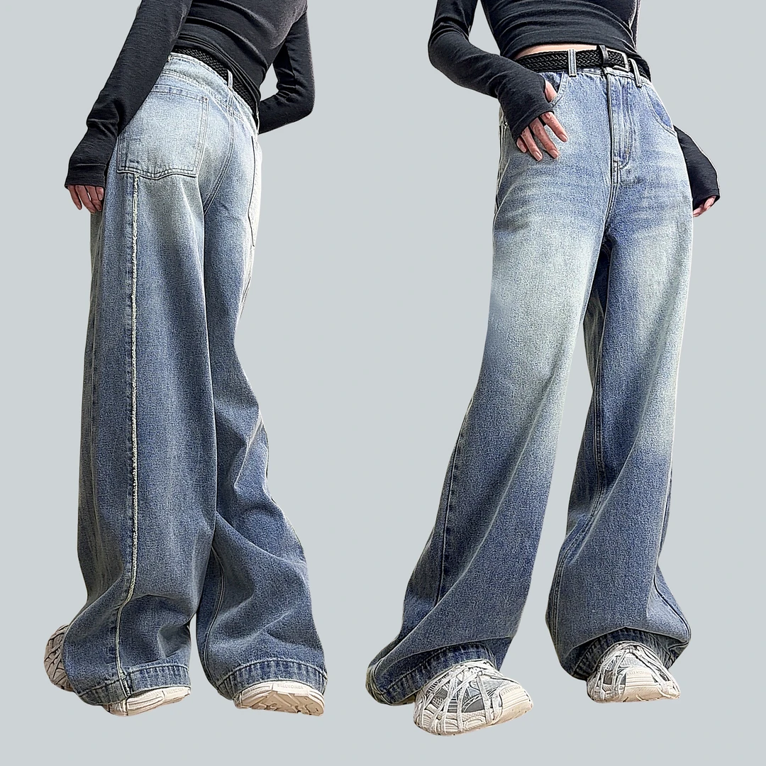 JINDANI金大妮  一条超好穿的！拼接直筒阔腿牛仔裤【配腰带】