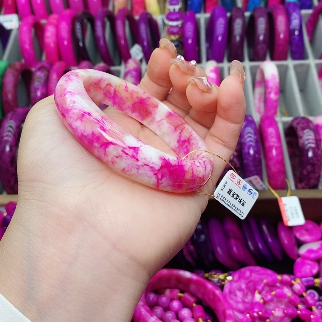 珐琅非金属猪油冻粉丝绒手镯