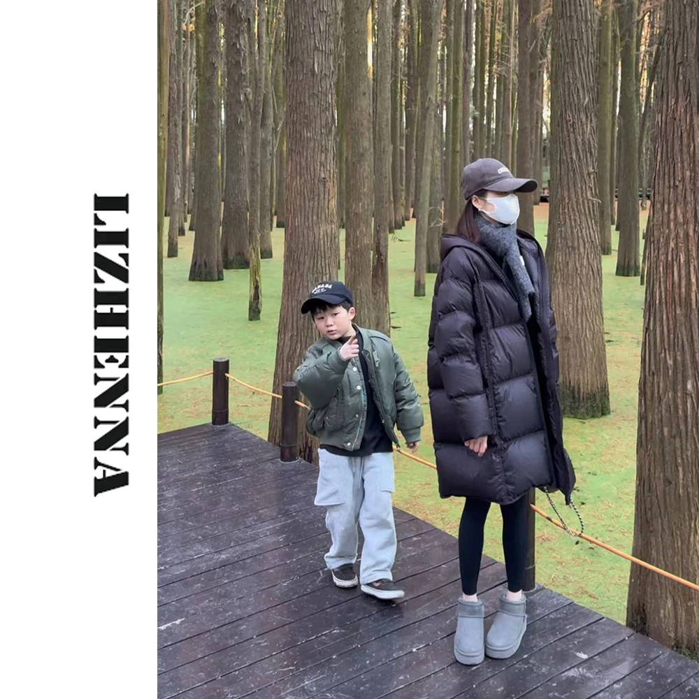 LIZHENNA【冬日暖阳】2024冬季连帽时尚中长款90白鸭绒羽绒服外套