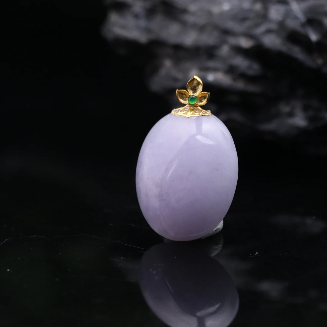 FC5天然缅甸翡翠A货18k蛋面吊坠/400620/保利厦门拍卖