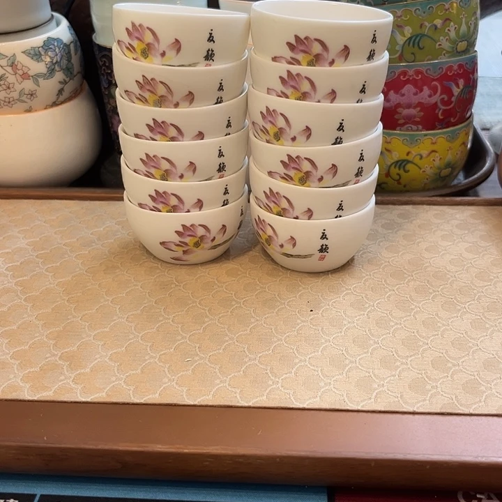 陶瓷单杯微瑕12个荷花
