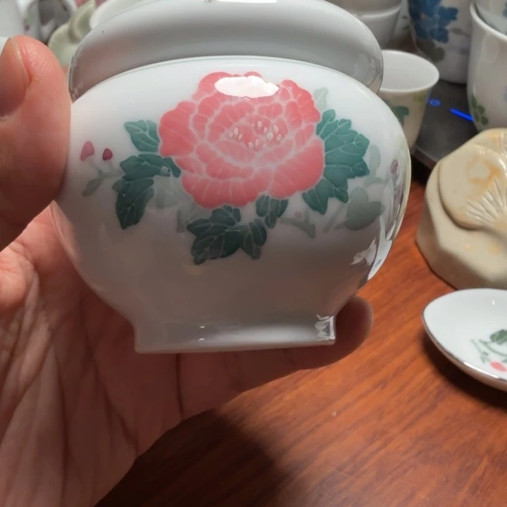 醴陵群力红芙蓉温酒器手绘微瑕