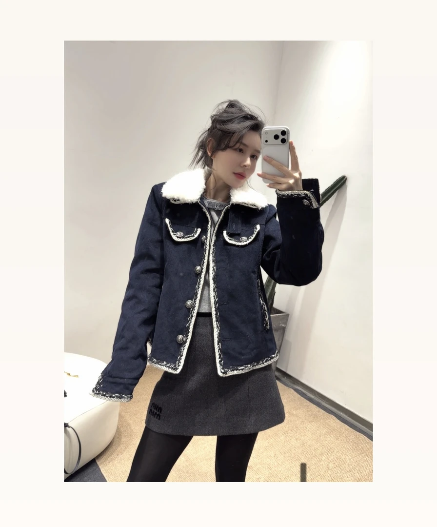 【雪儿姐姐】小香风灯芯绒时尚气质加绒厚款短外套百搭冬季高级感
