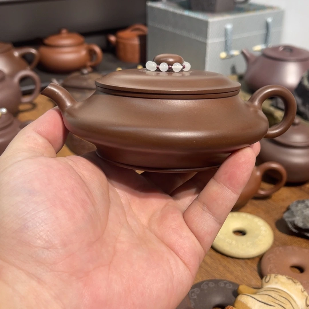 大***子茶壶紫砂半手虚扁